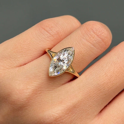 3.02 CT Marquise Bezel Solitaire Lab-Grown Diamond Engagement Ring