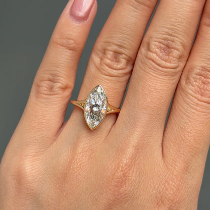 3.02 CT Marquise Bezel Solitaire Lab-Grown Diamond Engagement Ring