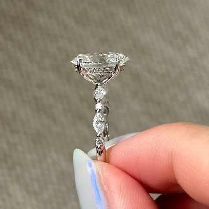 3 CT Oval Hidden Halo & Pave Lab Grown Diamond Engagement Ring