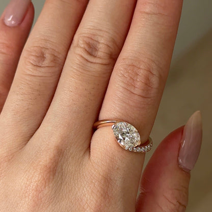 1.59 CT Oval Swirl Pave Lab Grown Diamond Engagement Ring