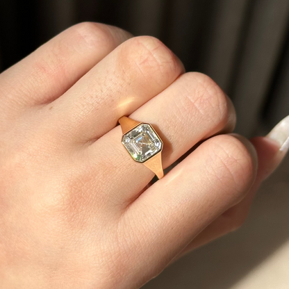 3 CT Asscher Bezel Moissanite Engagement Ring