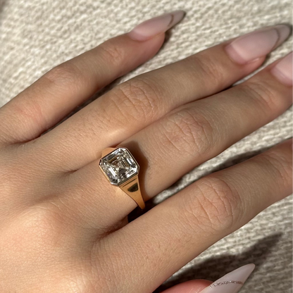 3 CT Asscher Bezel Moissanite Engagement Ring