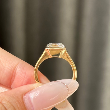 3 CT Asscher Bezel Moissanite Engagement Ring
