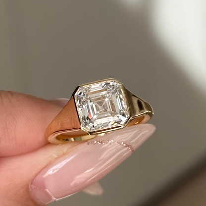 3 CT Asscher Bezel Moissanite Engagement Ring