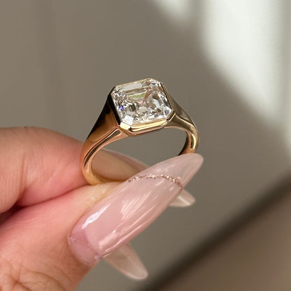 3 CT Asscher Bezel Moissanite Engagement Ring