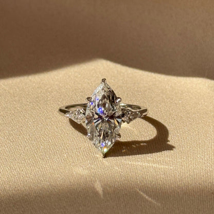 3 CT Marquise Three Stone Lab-Grown Diamond Engagement Ring
