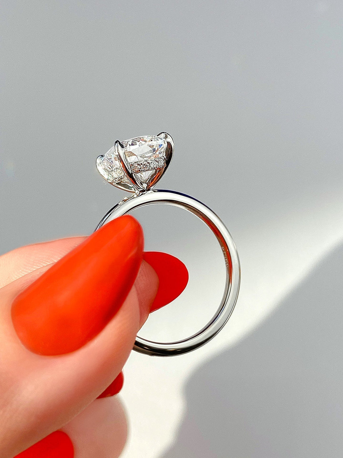Cushion Hidden Halo Lab Grown Diamond Engagement Ring