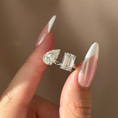 3.5 CT Pear & Emerald Toi Et Moi Lab-Grown Diamond Engagement Ring
