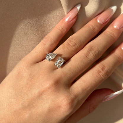 3.5 CT Pear & Emerald Toi Et Moi Lab-Grown Diamond Engagement Ring