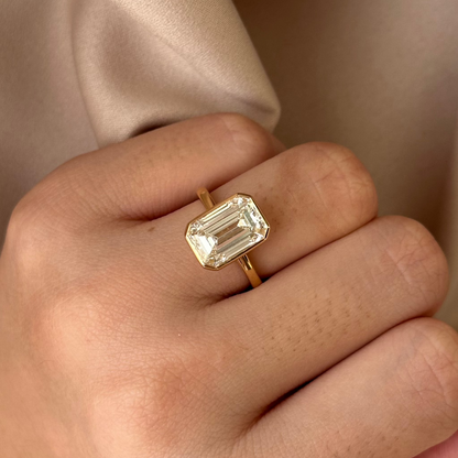 4 CT Emerald Bezel Solitaire Lab-Grown Diamond Engagement Ring