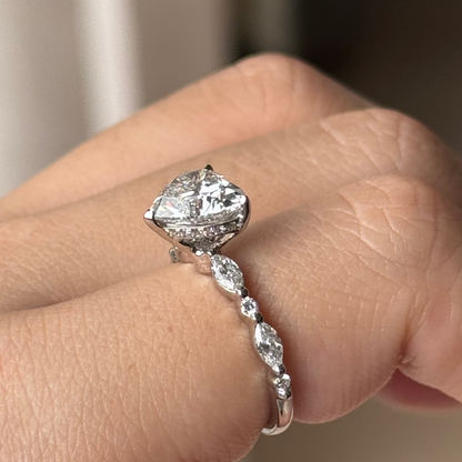 2 CT Heart Hidden Halo & Pave Lab Grown Diamond Engagement Ring