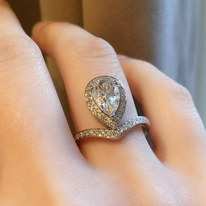 1.50 CT Pear Halo & Pave Lab Grown Diamond Engagement Ring