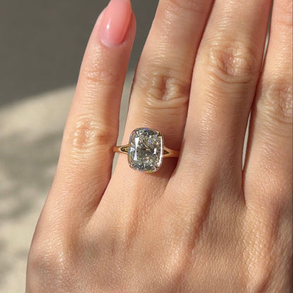 3.09 CT Elongated Cushion Bezel Solitaire Lab-Grown Diamond Engagement Ring