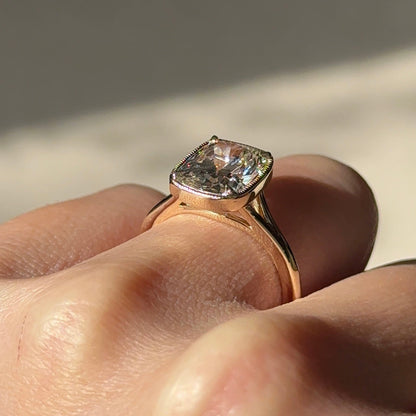 3.09 CT Elongated Cushion Bezel Solitaire Lab-Grown Diamond Engagement Ring