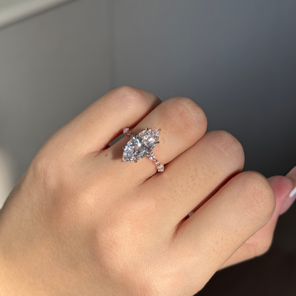 3 CT Marquise Pave Lab Grown Diamond Engagement Ring