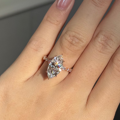3 CT Marquise Pave Lab Grown Diamond Engagement Ring