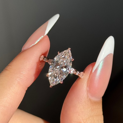 3 CT Marquise Pave Lab Grown Diamond Engagement Ring