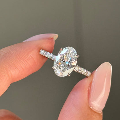 2 CT Oval Pave Lab Grown Diamond Engagement Ring