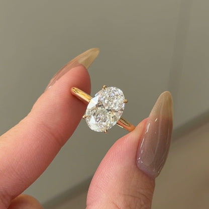 3.06 CT Oval Hidden Halo Lab Grown Diamond Engagement Ring