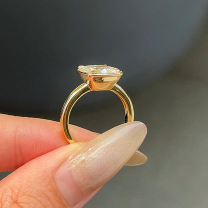 3.01 CT Elongated Cushion Bezel Lab Grown Diamond Engagement Ring