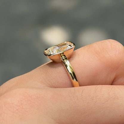 3.01 CT Elongated Cushion Bezel Lab Grown Diamond Engagement Ring