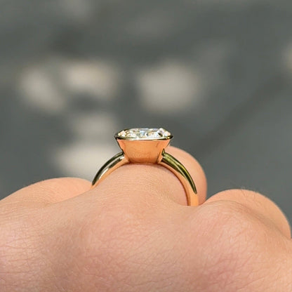 3.01 CT Elongated Cushion Bezel Lab Grown Diamond Engagement Ring