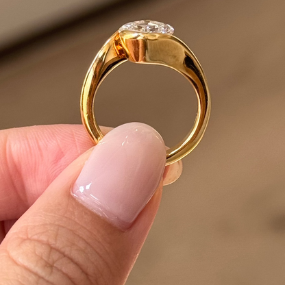 2.09 CT East West Asscher Solitaire Moissanite Engagement Ring