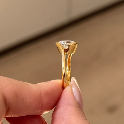 2.09 CT East West Asscher Solitaire Lab Grown Diamond Engagement Ring
