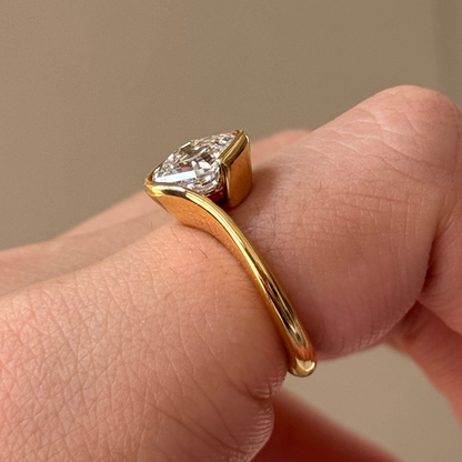 2.09 CT East West Asscher Solitaire Lab Grown Diamond Engagement Ring