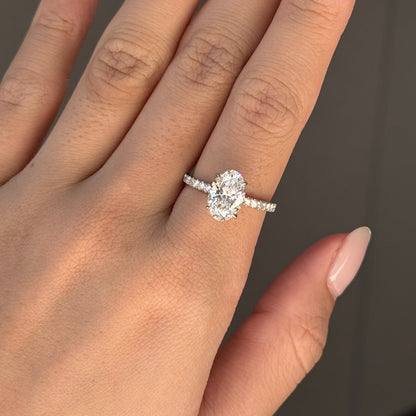 2 CT Oval Pave Lab Grown Diamond Engagement Ring
