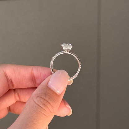 2 CT Oval Pave Lab Grown Diamond Engagement Ring