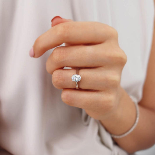 1.5 CT Oval Solitaire Lab Grown Diamond Engagement Ring