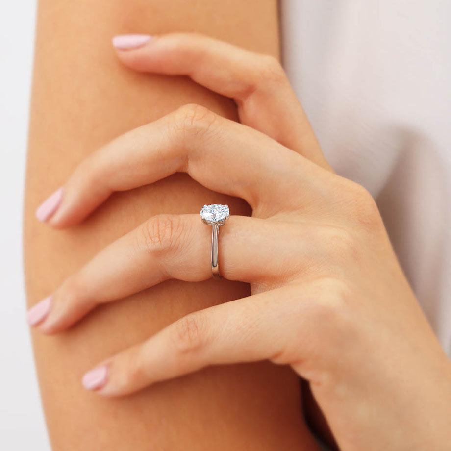 1.5 CT Oval Solitaire Lab Grown Diamond Engagement Ring