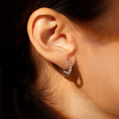 0.9 TCW Round Lab Grown Diamond Huggies Earrings