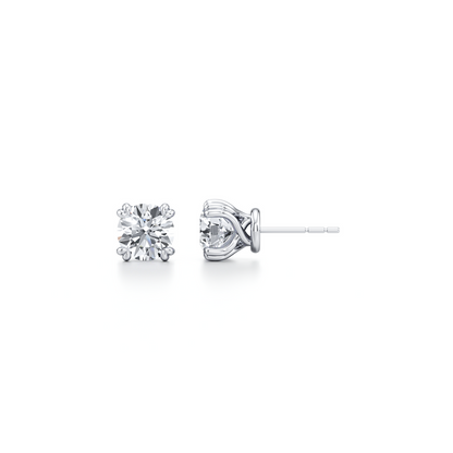 2 TCW Round Lab Grown Diamond Stud Earrings