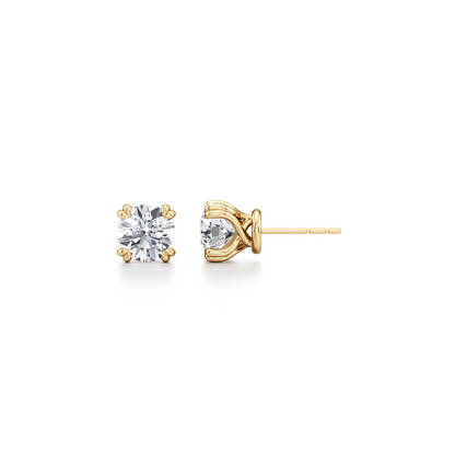 2 TCW Round Lab Grown Diamond Stud Earrings