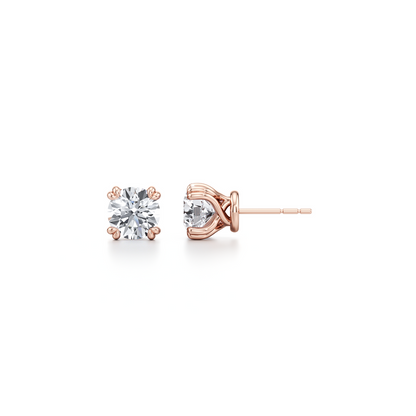 2 TCW Round Lab Grown Diamond Stud Earrings