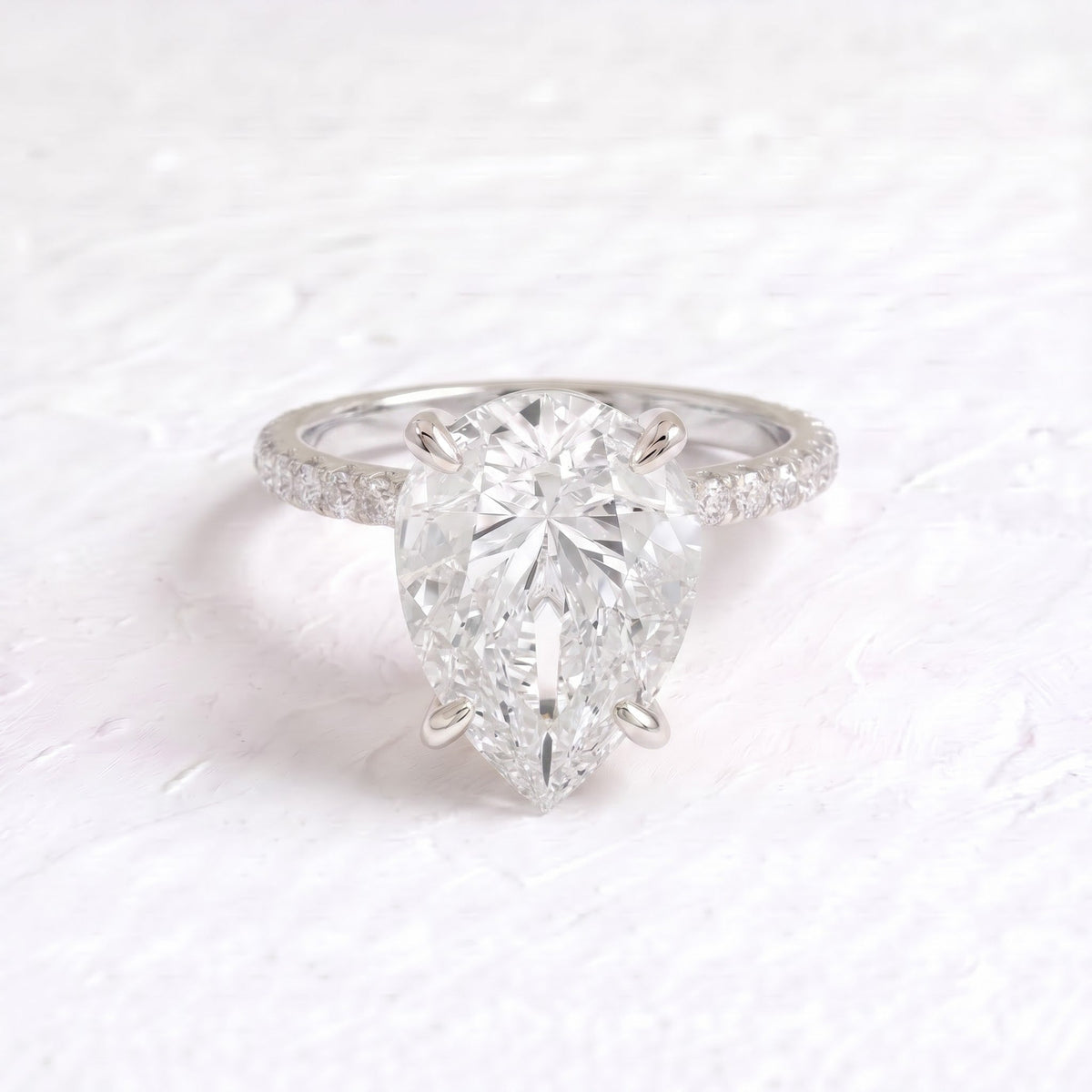 Adele – Inspired Pear Cut Pave Lab Grown Diamond Engagement Ring
