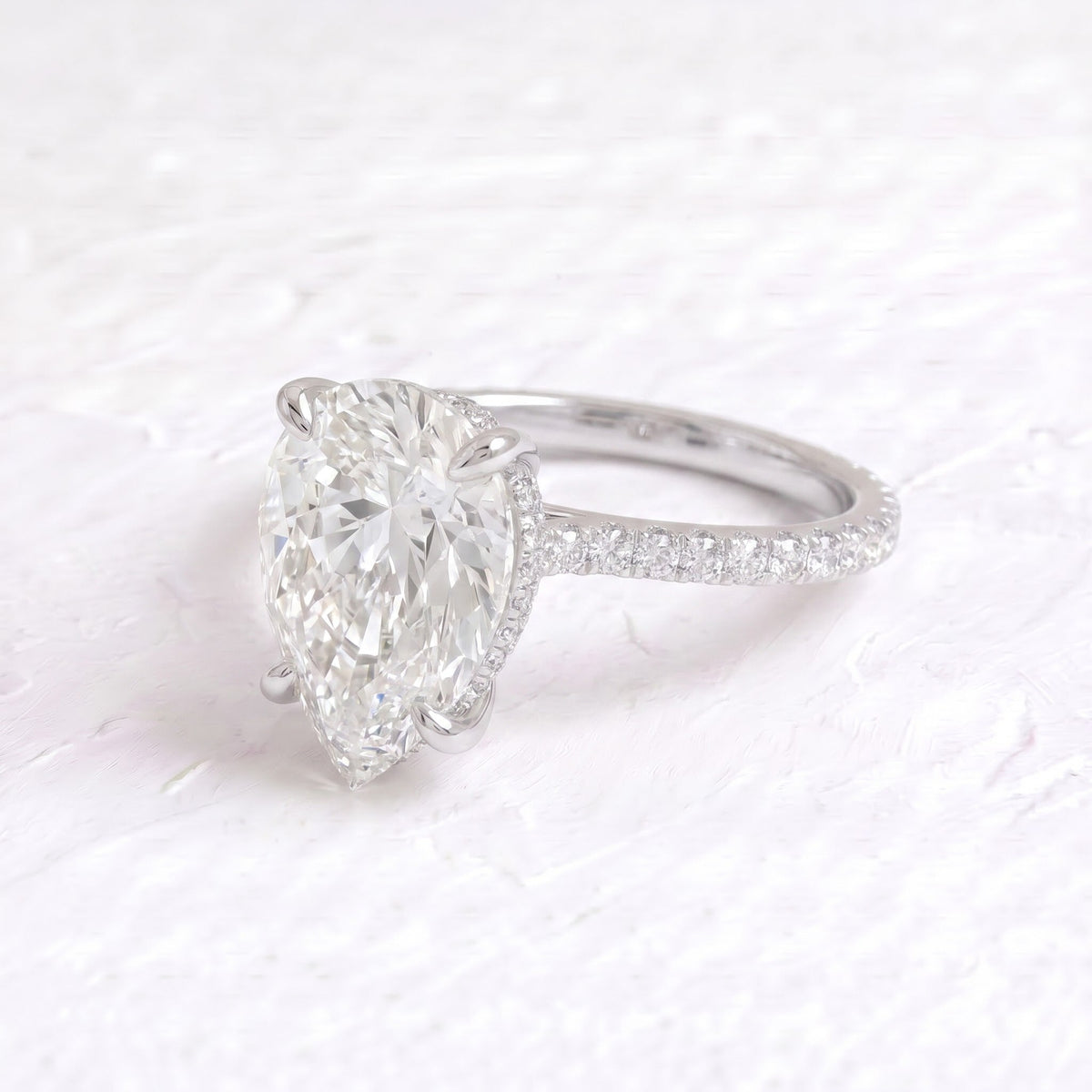 Adele – Inspired Pear Cut Pave Lab Grown Diamond Engagement Ring