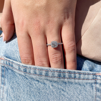 0.40 CT Round Halo & Pave Lab Grown Diamond Engagement Ring