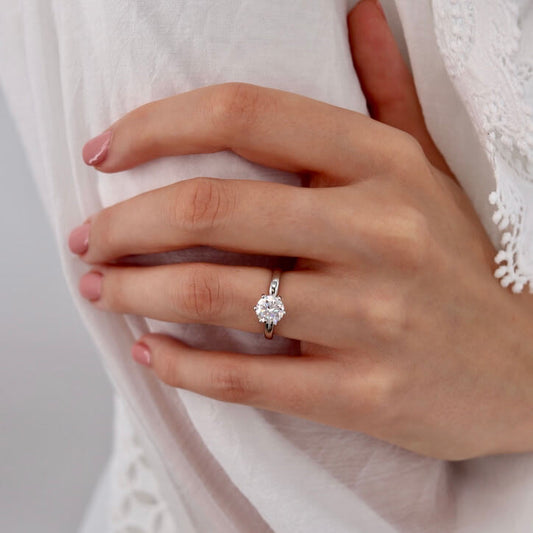 1.5 CT Round Solitaire Lab Grown Diamond Engagement Ring