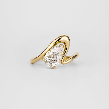1.54 CT Pear Curved Shank Lab-Grown Diamond Engagement Ring