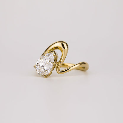 1.54 CT Pear Curved Shank Lab-Grown Diamond Engagement Ring