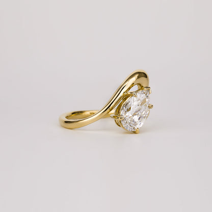 1.54 CT Pear Curved Shank Lab-Grown Diamond Engagement Ring