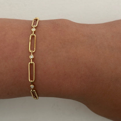 0.15 TCW Round Lab Grown Diamond Paper clip Bracelet