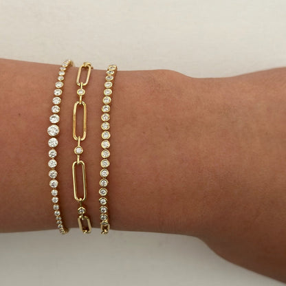 0.15 TCW Round Lab Grown Diamond Paper clip Bracelet