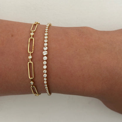 0.15 TCW Round Lab Grown Diamond Paper clip Bracelet