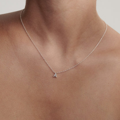 0.1 TCW Round Lab Grown Diamond Initial Pendant Necklace