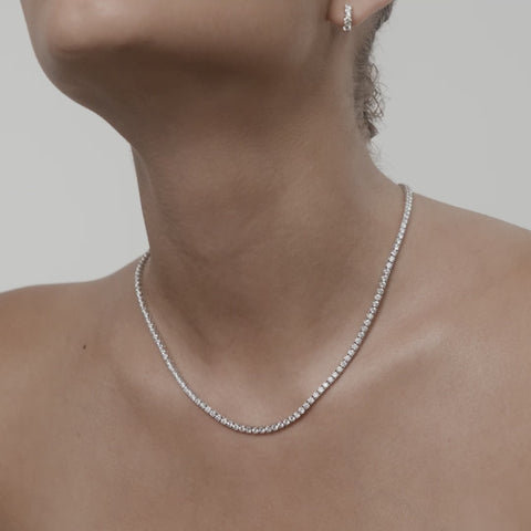 6 TCW Round Lab Grown Diamond Tennis Necklace