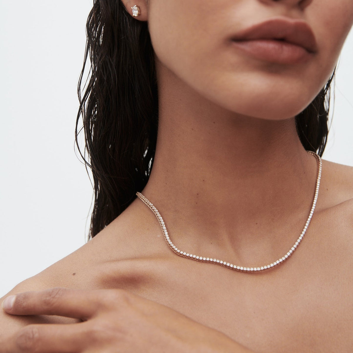 6 TCW Round Lab Grown Diamond Tennis Necklace